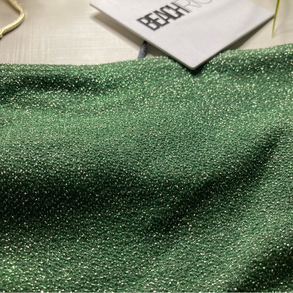 Beach Riot Emerald Kelsey Green Sparkly Glitter Bandeau Swim Bikini Top - Picture 6 of 13